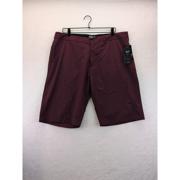Fox Tech Perfromance Shorts Regular Fit Mens 38 Burgundy Casual Flat Front Chino - Picture 1 of 16